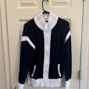 Talbots navy and White Knit Sweater